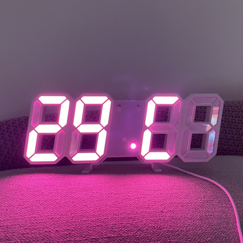 3D Digital Alarm Clock Home Desktop Wall Hanging Living Room Advanced Sense Creative LED Wall Hanging Electronic Clock Hanging Meter