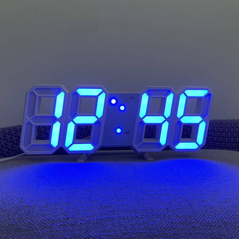 3D Digital Alarm Clock Home Desktop Wall Hanging Living Room Advanced Sense Creative LED Wall Hanging Electronic Clock Hanging Meter