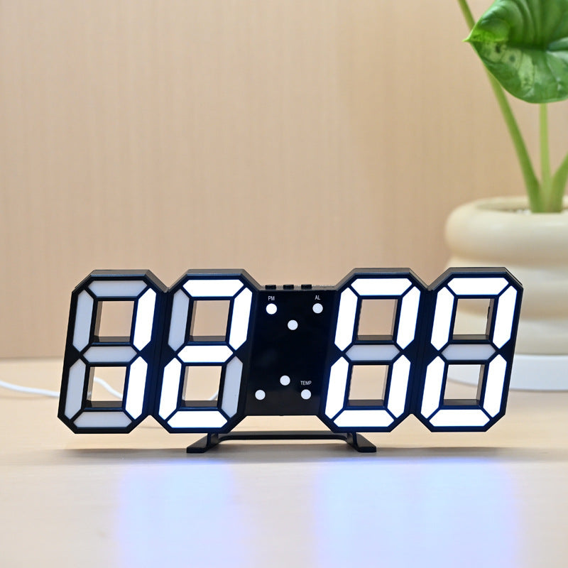 3D Digital Alarm Clock Home Desktop Wall Hanging Living Room Advanced Sense Creative LED Wall Hanging Electronic Clock Hanging Meter